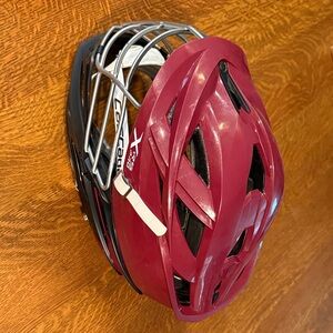 Cascade XRS Pro Maroon Lacrosse Helmet with Silver Cage